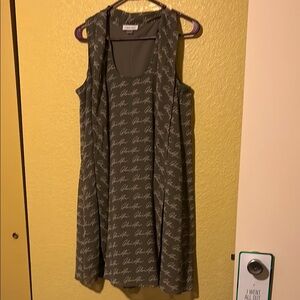 Calvin Klein Gray Ribbed Sleeveless Midi Sundress